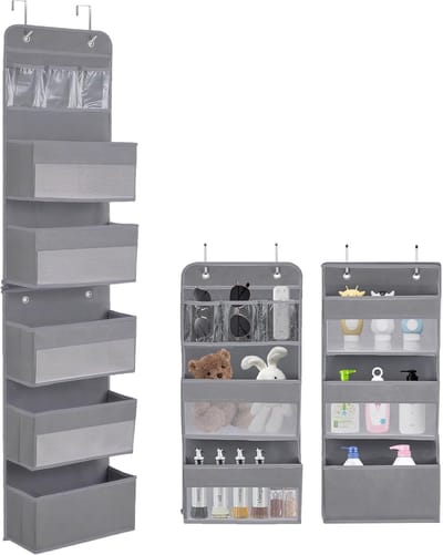 Famanu – Hangende deurorganizer met 5 lagen en 4 haken, afneembare stoffen opberger voor slaapkamer of kinderkamer