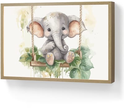 Nachtlampje 60x40 cm - Kinder lamp - Olifant - Dier - Kinderen - Jungle - Tafellamp kinderkamer draadloos - Slaapkamer lampje - Bedlamp kinderen - Kinderlampje - Wandlamp babykamer - Nachtlampjes