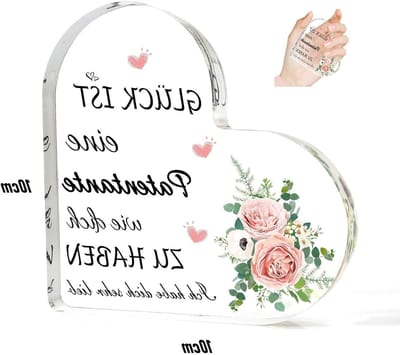 Hartvormige acrylplaquette - cadeau voor de meter, modern design, 10cm x 10cm, perfect voor speciale gelegenheden, gepersonaliseerd geschenk, decoratief item