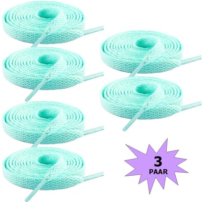 Fako Fashion - Schoenveters - Veters - Plat - 8mm - 120cm - 3 Paar - 6 Stuks - Mintgroen