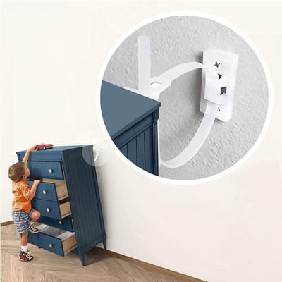 Dailygoods- Meubelanker - 12 Sets Verstelbare Veiligheidsgordels - Meubelbanden - Kinderveiligheid - Huisdierbescherming - Inclusief Beugels en Schroeven - Meubelriemen