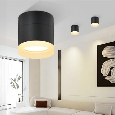 NETTLIFE Opbouwspot LED - zwart - GX53 Fitting - rond - 3000K Warm wit Licht - 5W Plafondspot - Klein Opbouw Plafondspot - Metaal - voor Gang | Woonkamer | Slaapkamer | Keuken - 8.5cm