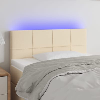 vidaXL - Hoofdbord - LED - 80x5x78/88 - cm - stof - crèmekleurig