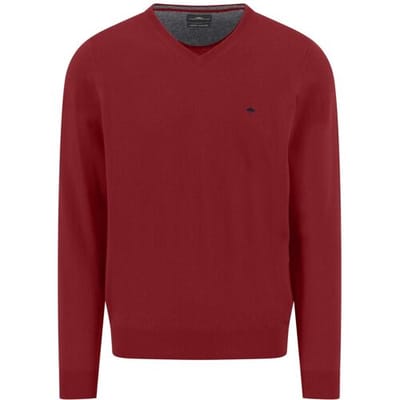 Fynch-Hatton Trui V-Neck Merino Cashmere Garnet Red / male