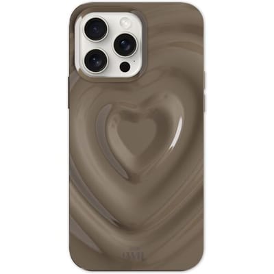 xoxo Wildhearts Biggest Love Brown telefoonhoesje - Geschikt voor iPhone 16 Pro Max - Heart case - Hoesje met hartjes patroon - Case met hart - telefoonhoesje met camera bumper - Bruin