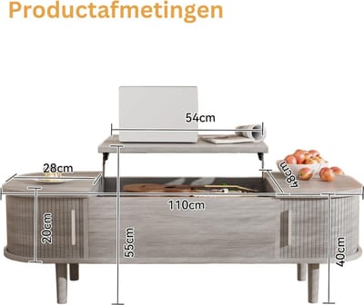 Salontafel Met Opbergruimte - Bijzettafel - Opbergtafel