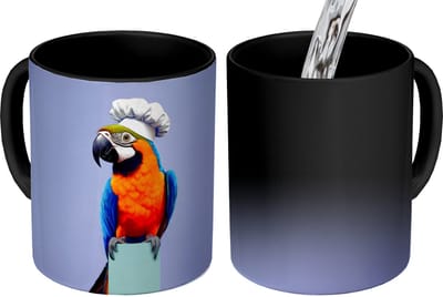 Magische Mok - Foto op Warmte Mokken - Koffiemok - Papegaai - Koksmuts - Vogel - Leuk - Magic Mok - Beker - 350 ML - Theemok