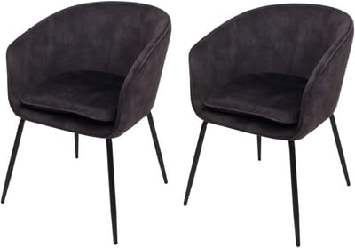Set van 2 eetkamerstoelen MCW-O28, keukenstoel gestoffeerde stoel, stof/textiel (340g/m²) metaal ~ donkergrijs