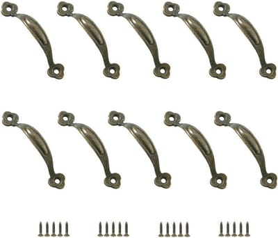 Retro Deurknoppen Set van 10 Stuks - Vintage Meubelgrepen van Zinklegering voor Keuken, Schuur en Kast (80mm)