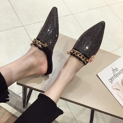 Dames Muilezels Luxe Flats Mode Loafers Designer Schoenen Zomer Slippers Puntschoen Slides Slip-on Bruiloft Casual Dames Sandalen 41 zwart
