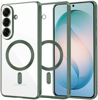 Hoesje geschikt voor Samsung Galaxy S26 Plus - Techsuit Luxury Crystal Back Cover - Geschikt voor MagSafe - Transparant/Donkergroen