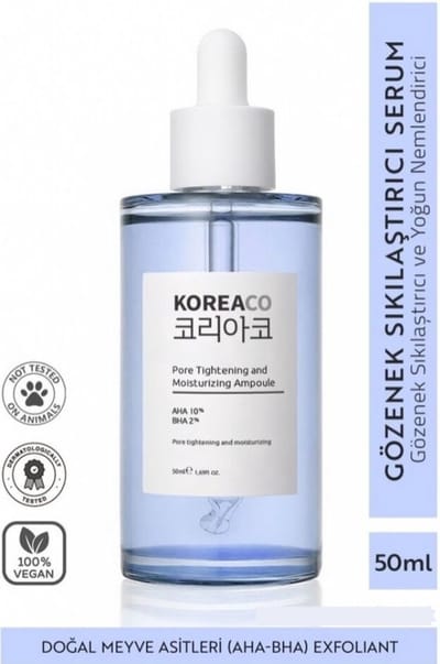 Koreaco - Pore Tightening And Moisturizing Ampoule | AHA & BHA Revitaliserende & Poriënverstrakking & Hydratatie | VEGAN | 50 (ml.) |