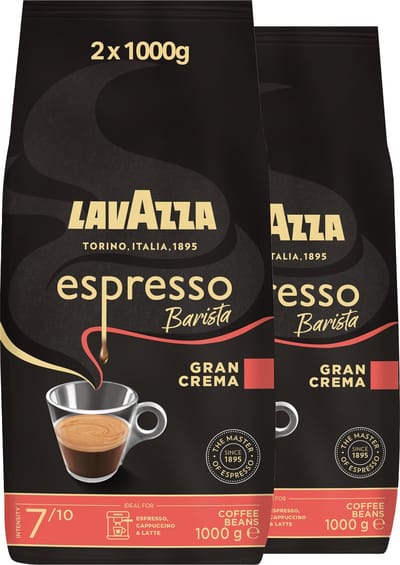 Lavazza Espresso Barista Gran Crema Koffiebonen - Koffie Blend van Robusta en Arabica Bonen - Intensiteit 8/10 - 2 x 1 kg
