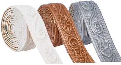 Allecto - Molding Trim - 3-delig - Flexibele XPE Strips - Wanddecoratie - Wit Zilver Bruin - Voor Binnen en Buiten - Geschikt voor Creatieve Klussen