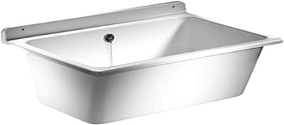 Wastafel met overloop - Waskom kunststof - Badkamer renovatie - Slagvast weerbestendig - 54 cm boven - Wit