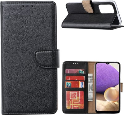 Hoesje Geschikt Voor Samsung Galaxy A33 hoesje bookcase Zwart - Hoesje Geschikt Voor Samsung Galaxy A33 wallet case portemonnee hoesje - A33 5G Hoes met Pasjeshouder cover