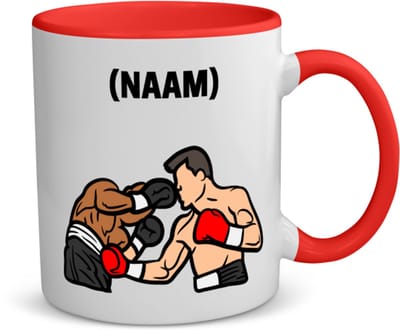 Akyol - boksen met eigen naam koffiemok - theemok - rood - Sport - bokser - vechtsport - 350 ML inhoud