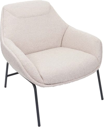 Lounge fauteuil MCW-J77, cocktail fauteuil, bouclé stof metaal ~ crème-beige
