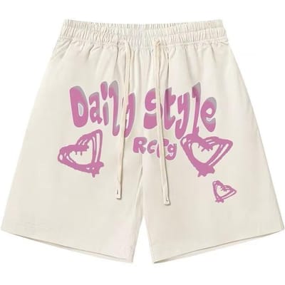 High Street Shorts Heren Zomer Los en Casual Vijf-Kruis Broek Niche Design Rechte Sport Mouw Broek One size pink