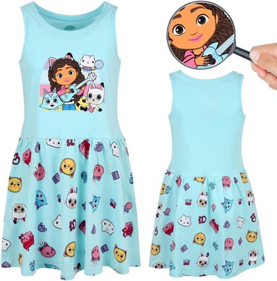 Gabby’s Dollhouse KATOENEN jurk met bandjes in mintkleur, meisjesjurk 100% KATOEN