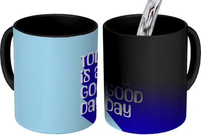 Magische Mok - Foto op Warmte Mokken - Koffiemok - Today is a good day - Blauw - Schaduw - Magic Mok - Beker - 350 ML - Theemok