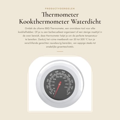 Dailygoods- Kookthermometer Digitaal - Grill Thermometer - Waterdichte Thermometer - Roestvrij Staal - Meetbereik 50-500 ℃ - Grillthermometer