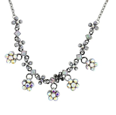 Behave - Ketting dames bloemmotief stijl - zilverkleur - elegant - 39 cm