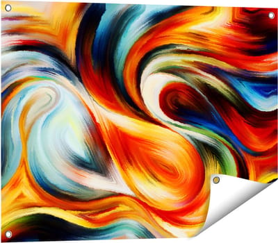 Gards Tuinposter Abstracte Kunst van Kleurrijke Verf - 80x60 cm - Tuindoek - Tuindecoratie - Wanddecoratie buiten - Tuinschilderij