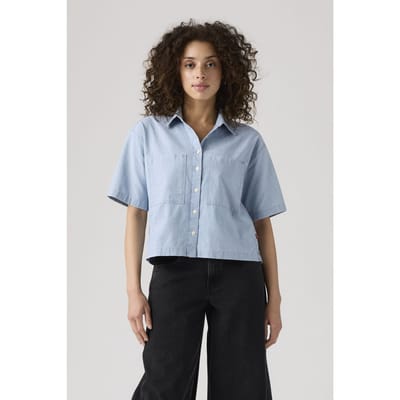 Levi's Harlie Short Sleeve Cropped Shirt Maat: M | Overhemden Outlet | Dames | Blauw
