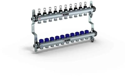 REHAU Verdeler HKV-D Easyflow roestvast staal 10 groepen, met doorstroomindicator min/max, 13832001200