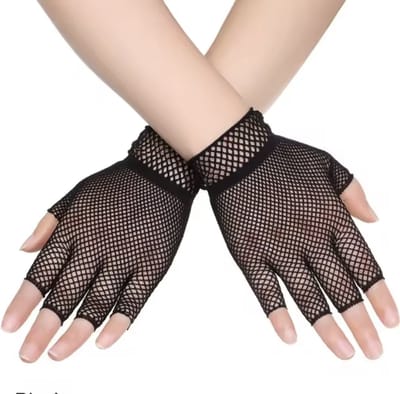 CHPN - Vingerloze handschoenen - Visnet Handschoenen - Net handschoen - Zwart - Handschoen met gaten - Carnaval - Themafeest - Vimngerloze handhschoen - 1 paar