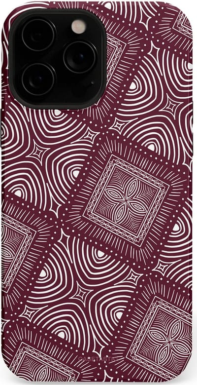 Casetastic Hoesje Geschikt voor Apple iPhone 13 Pro Magsafe - Stijlvolle Beschermende Duo-layer Case - Bohemien Rood Design