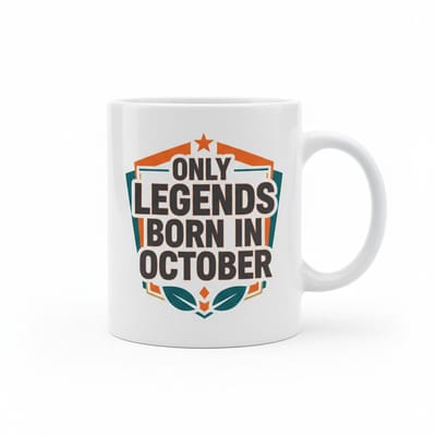 Only Legends Born in October Mok – Verjaardag Tekst Cadeau – Witte Keramische Koffiemok 330 ml