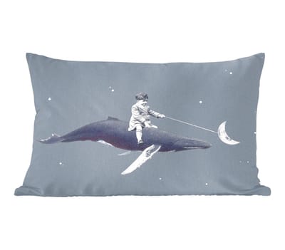 Sierkussens - Kussentjes Woonkamer - 50x30 cm - Ruimte - Jongen - Maan - Walvis