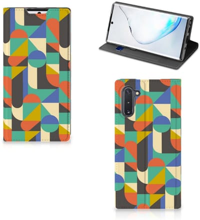 Standcase Hoesje voor Samsung Galaxy Note 10 Hoesje met Magneet Funky Retro
