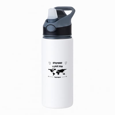 Hacebo® - stepbro I love you this much waterfles met rietje zwart - Broer - geweldige stiefbroer - liefste stiefbroer - verjaardag - cadeau - kado - bedankje - geschenk - water fles - 650ML