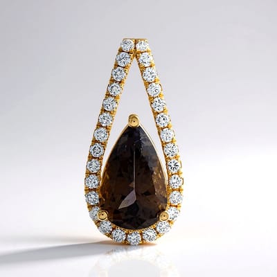 Cavill - Gouden Hanger 9K Geelgoud met 2,49 ct Onverhitte Peervormige Tanzaniet - 0,4 ct Diamanten - Luxe Elegante Druppelvorm Goud Sieraad