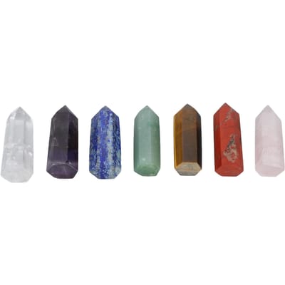 Ensemble de 7 baguettes de guérison Portable Méditation Thérapie Équilibrage des chakras Pierre d'énergie Décoration de maison gray