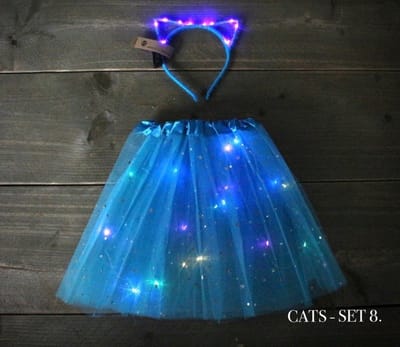 Princess dress Cats ledlight - Tule rokje - Kattenoortjes - Lampjes - Blauw