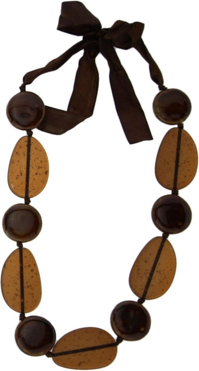 Behave - Ketting Dames - Bohemian Stijl - Keramiek & lint - 72 cm