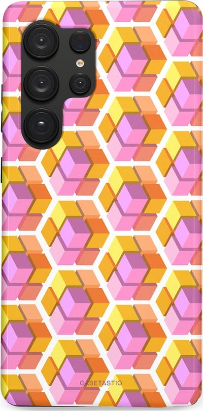 Casetastic Hoesje Geschikt voor Samsung S25 Ultra - Stijlvolle Beschermende Duo-layer Case - Pastel Hex Kunst
