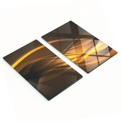 Glazen snijplanken voor in de keuken met abstracte golfmotieven 2x30x52 cm