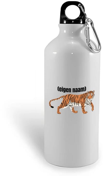 Hacebo® - tijger met eigen naam waterfles - Tijger - dieren liefhebber - iemand die houdt van tijgers - verjaardag - cadeau - kado - geschenk - water fles - 400ML