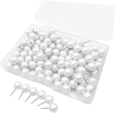 Decoratieve Punaises - Kralen Pinnen - Memo's Bevestigen - Comfortabele Grip - 100 Stuks - Wit