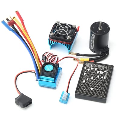 3650 borstelloze motor 3100KV met 80A borstelloze ESC koellichaam programmeerkaart voor 1/8 1/10 RC auto 60A veelkleurig