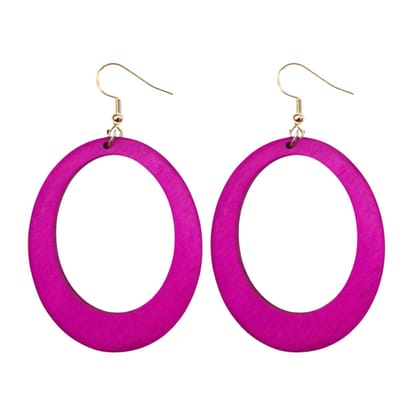 Zilver -oorbellen -hout -hard roze -goudkleurig- Charme Bijoux