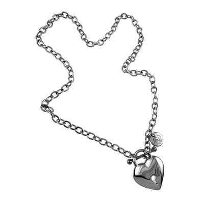 44cm Ketting Dames - Gepolijst RVS - Ovale Schakelketting met Hart-T-Sluiting - esde2 Ketting