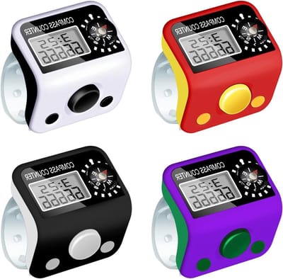 4 Stuks Digitale Vinger Tellers, Resetbare 5-Cijferige Handtellers voor Sport, Breien en Weven, Handmatige Telapparaten voor Precisie en Gemak