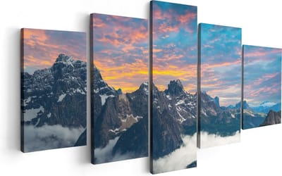Artaza Canvas Schilderij Vijfluik Bergen Landschap Met Wolken In Italië - 100x50 - Foto Op Canvas - Canvas Print