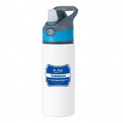 Hacebo® - De beste tuinman waterfles met rietje blauw - Werk - hovenier - werk - afscheidscadeau - verjaardagscadeau - kado - water fles - 650ML